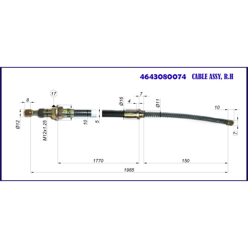 CABLE ASSY(RH) 46430-80074 46430-80074